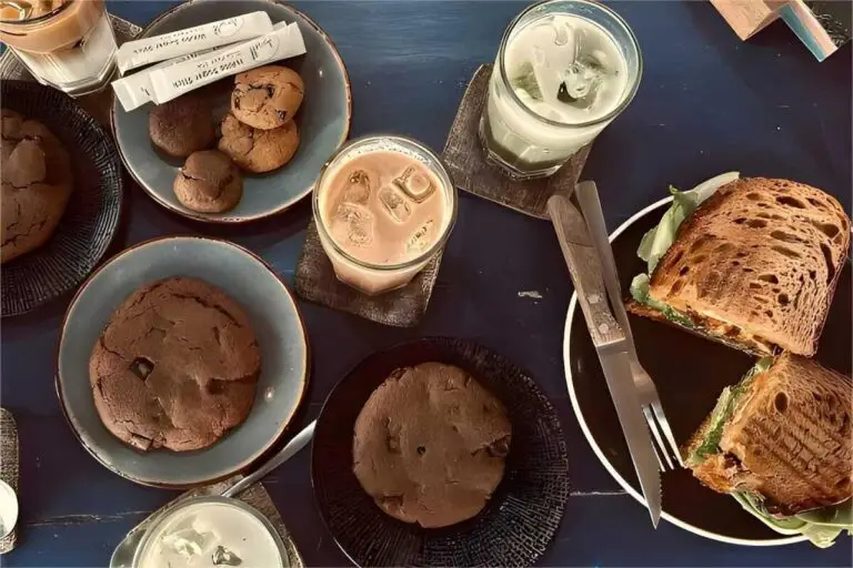 Sandwich and coffee at Bali ECO Deli, a healthy restaurant in Nusa Lembongan