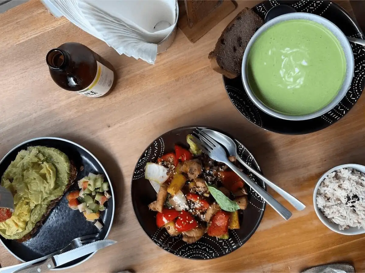 Home Healthy stir-fry, avocado toast and chilled soup at Bali ECO Deli in Nusa Lembongan